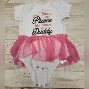 Baby Starters "I Found My Prince His Name Is Daddy" Bodysuit w/ Attached Tutu-6M